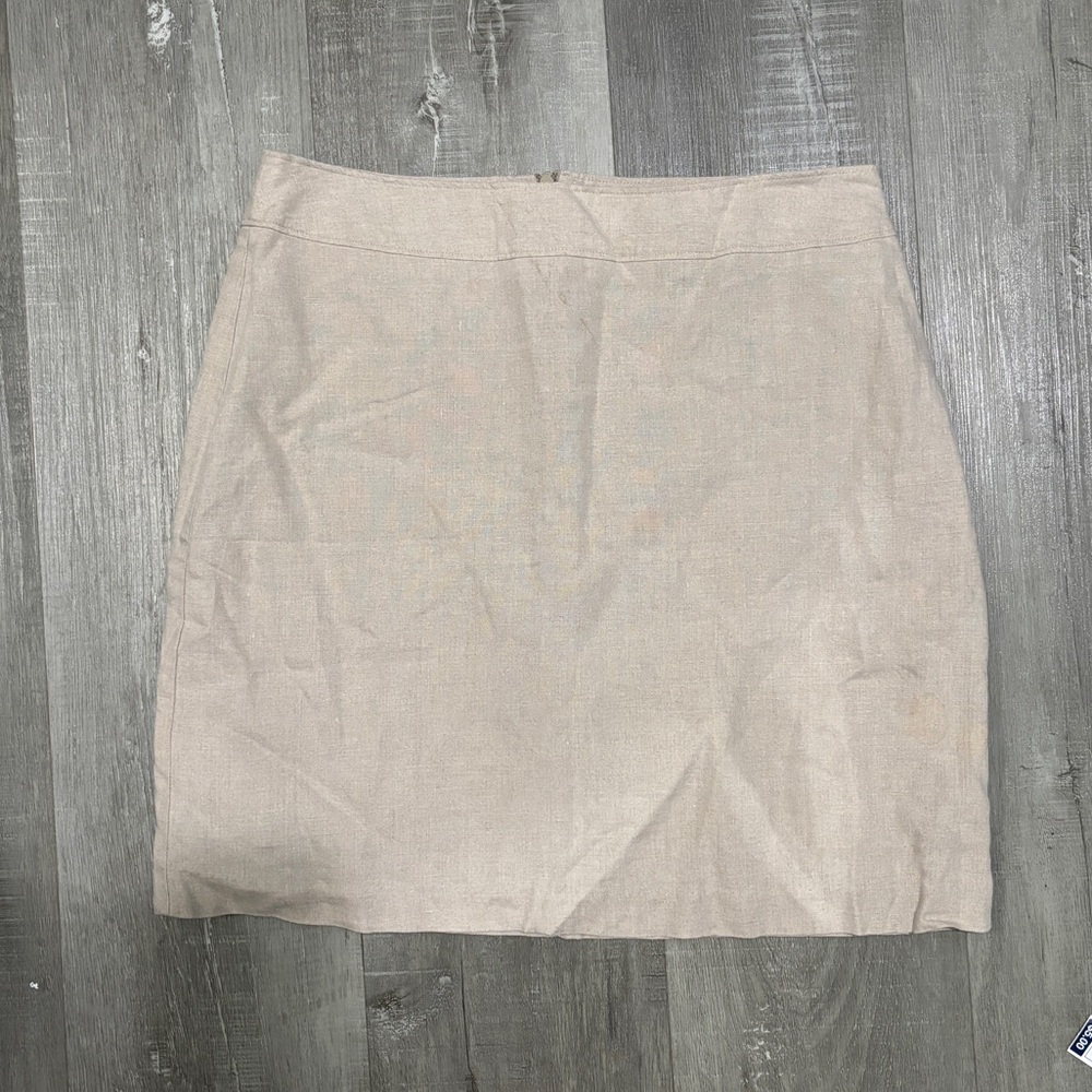 Old Navy 100% Linen Light Beige Mini Skirt - Simple A-Line Short
